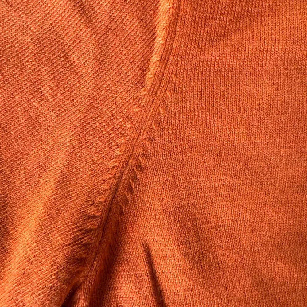 Brooks Brothers XL Mens V-Neck Sweater Burnt Orange Italian Merino Wool Blend